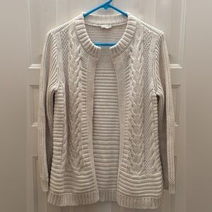 Talbots Cream Cable Knit Cardigan Size Small